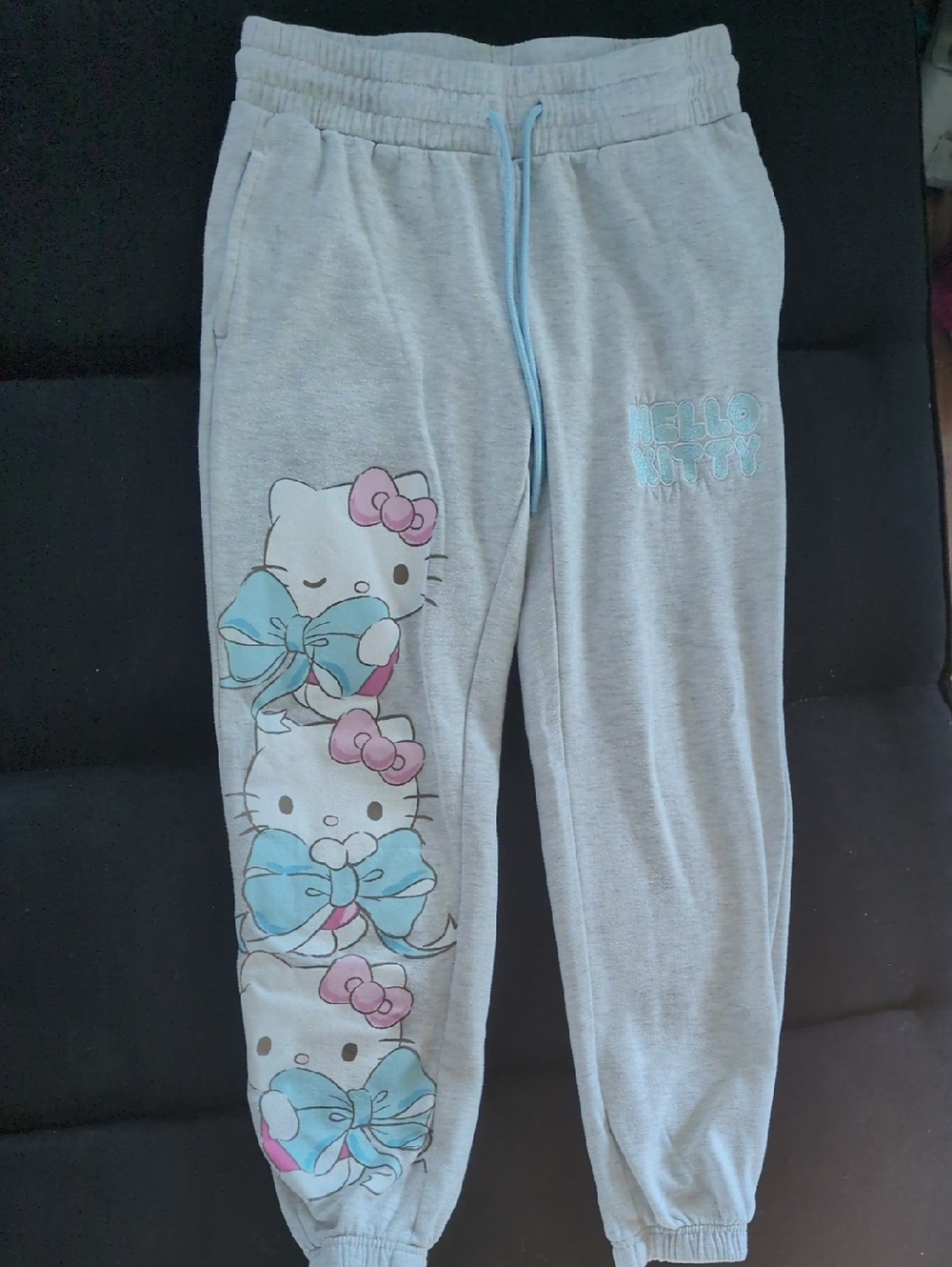 Hello Kitty Light Gray Sweatpants with Bow Graphic